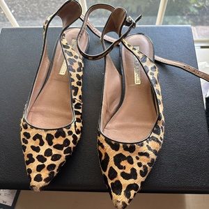 Audrey Brooke - ankle buckle open heel closed toe flats-Size 8 1/2 Leopard